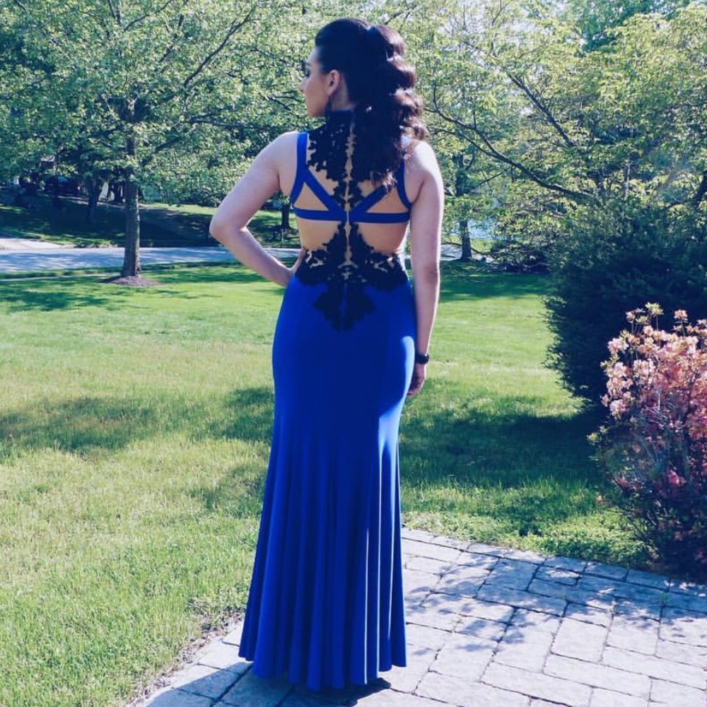 Sherri Hill Royal Blue Beaded Gown *worn once*